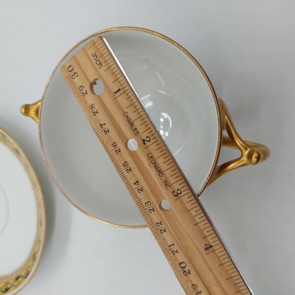 B & C Limoges France Higgins & Seiter Cup And Saucer White Gold - Picture 3 of 9